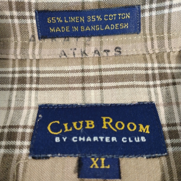 MEN'S Club Room Charter Club Short Sleeve Button Down Plaid Shirt Extra … - Picture 8 of 9
